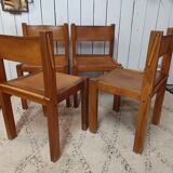 4 elm and leather chairs 1950