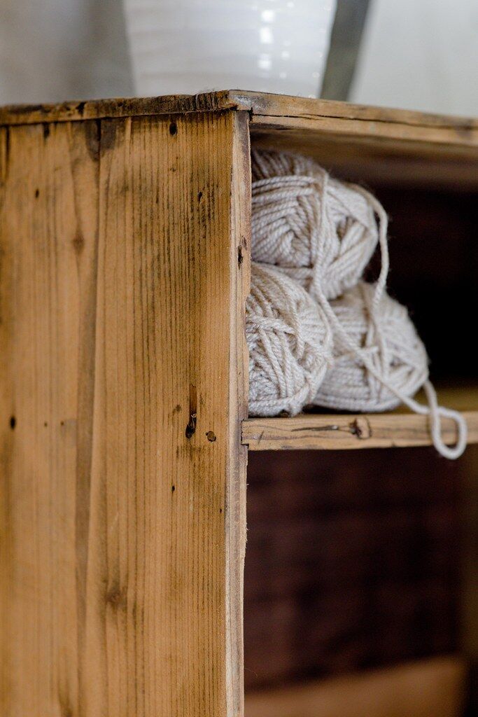 Factory locker cabinet, wood and green