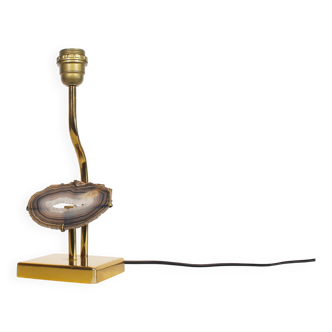 Brass and agate stone table lamp signed by Willy Ceysens, Belgium 1970's