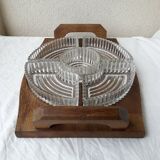 Wooden and glass serving tray