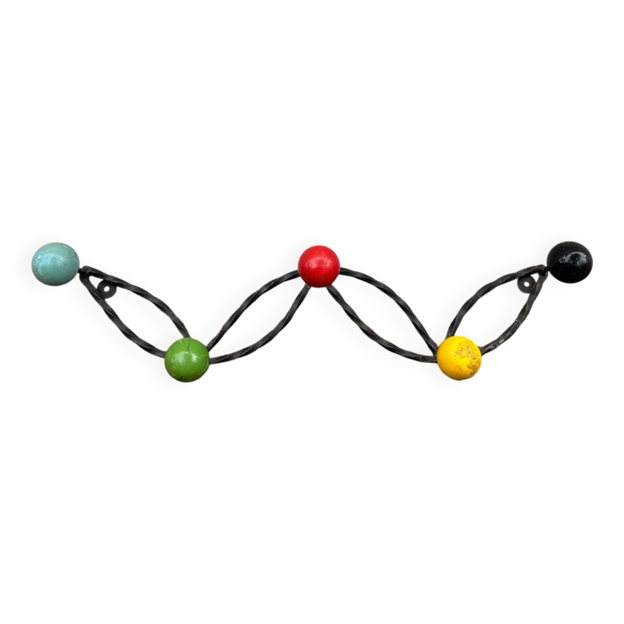 50s coat rack with five vintage balls