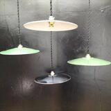 4 enameled sheet metal pendants