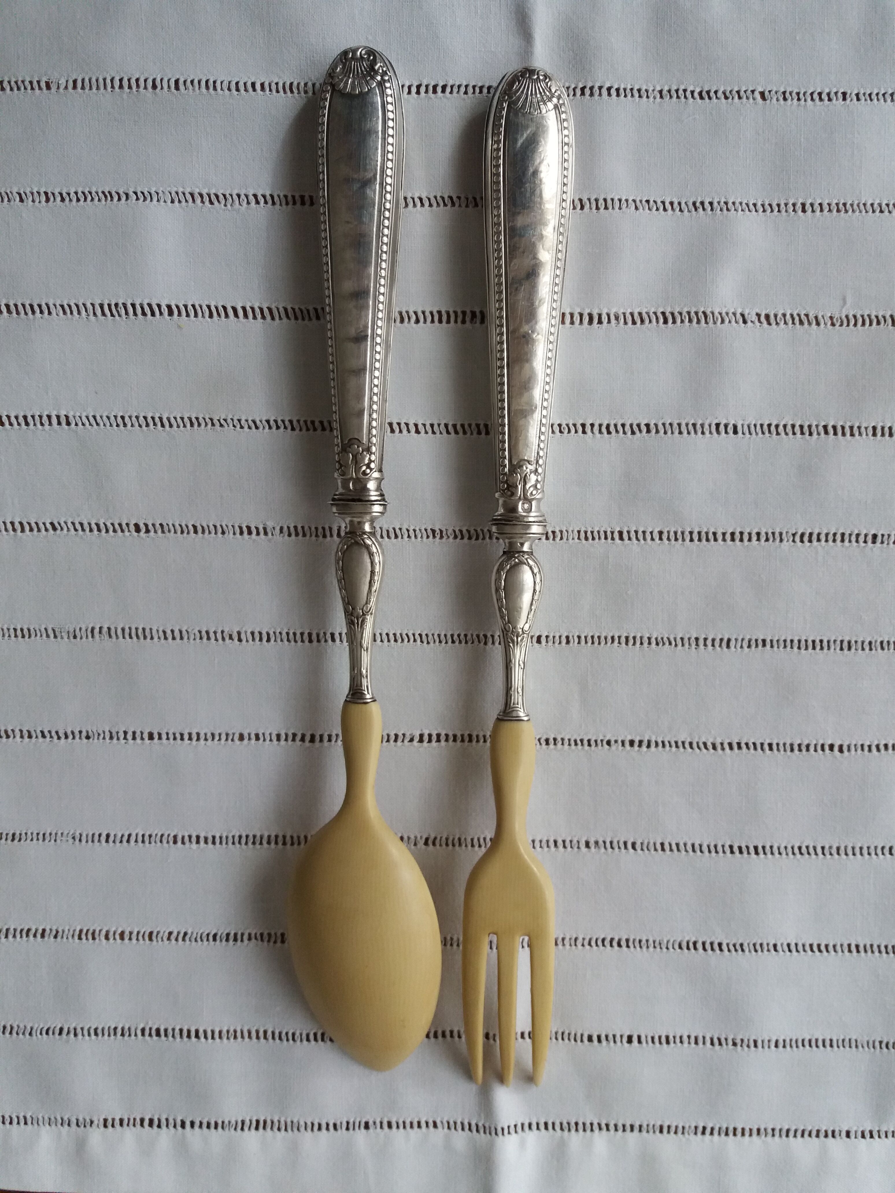 Salad cutlery set in  solid silver