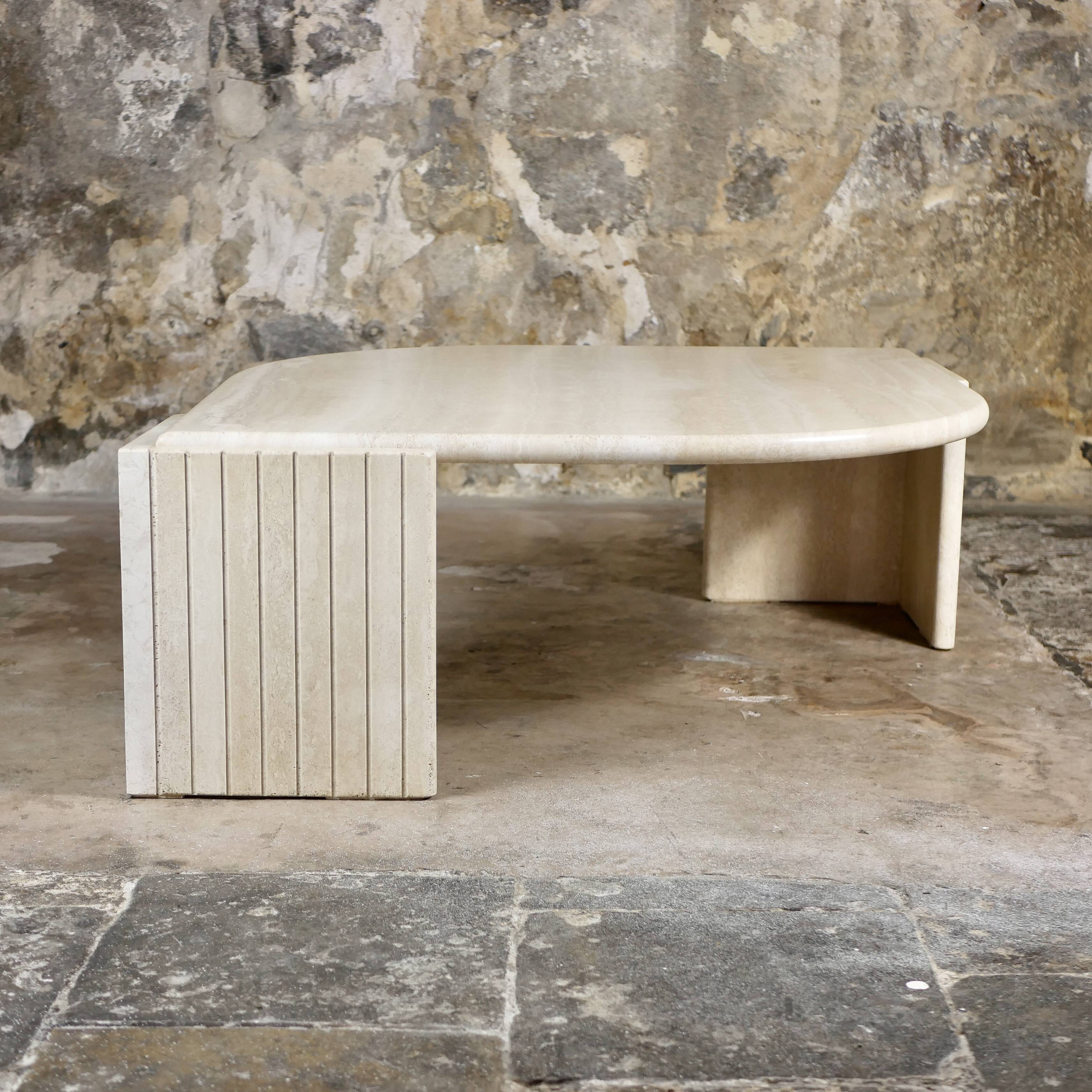 Travertine eye coffee table by Roche Bobois, 1970s
