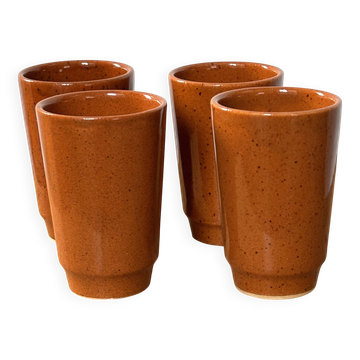 set of 4 glazed stoneware mugs