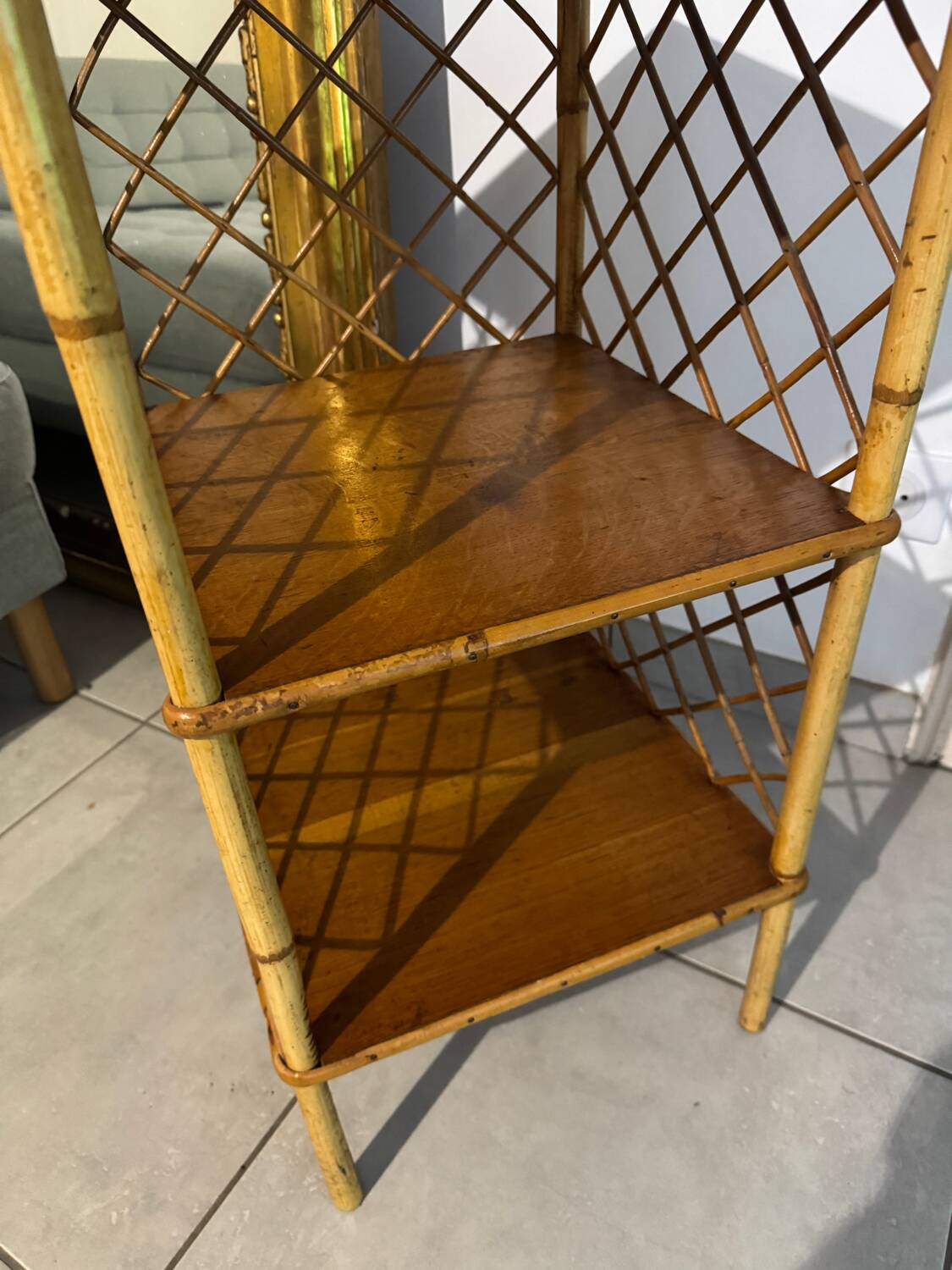 Shelf, rattan bedside table