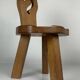 Sculptural Brutalist Chunky Tripod Stool in Oak, 1960s