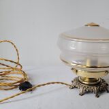 Brass and frosted glass lamp