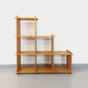Bookcase vintage pine staircase shelf from the 80s in the style of Maison Regain