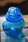 Blue glass jar with airtight lid