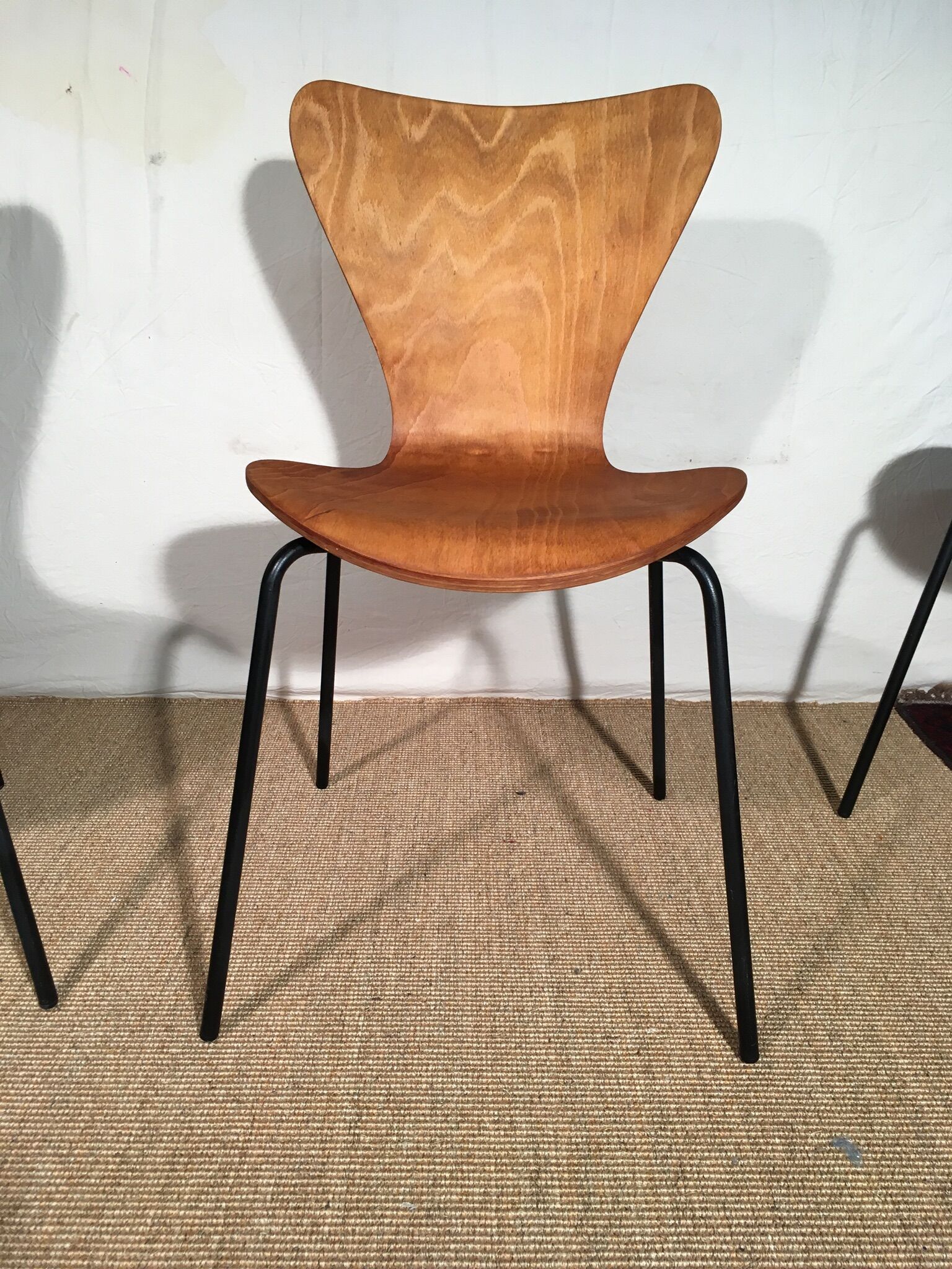 Set of 4 molded wooden chairs circa 1950