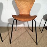 Set of 4 molded wooden chairs circa 1950
