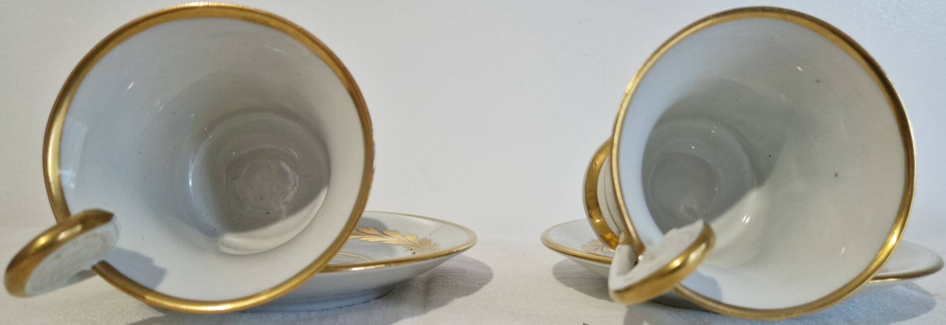 Paire de tasses litron d'époque Second Empire Décor impérial Napoléon Ier