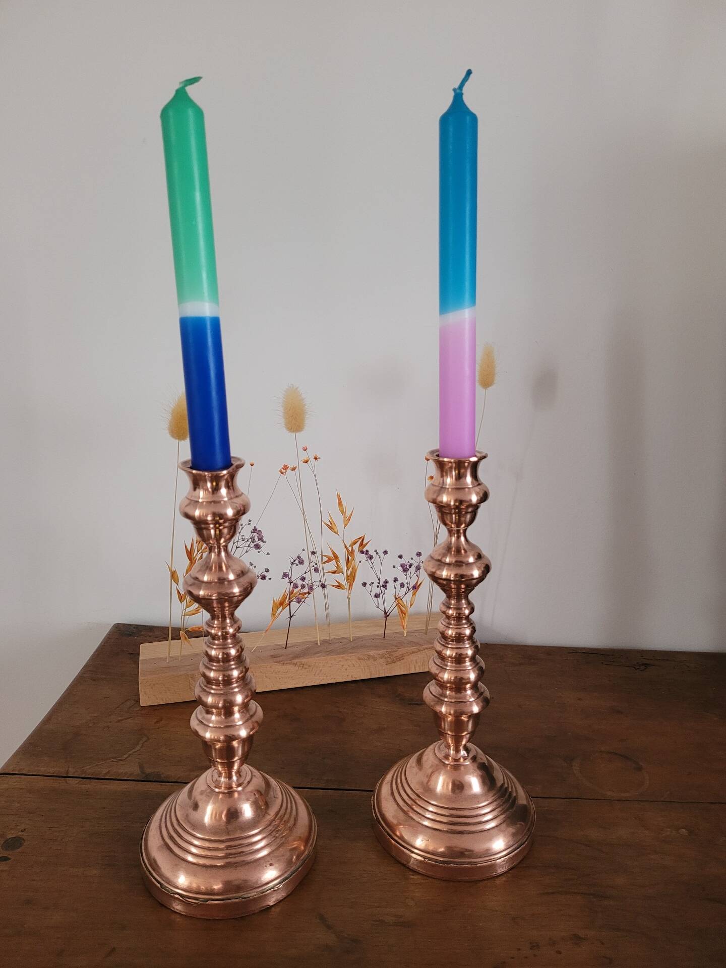 Lot de 2 bougeoirs en cuivre