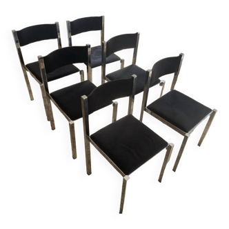 Set of 6 70s velvet chairs