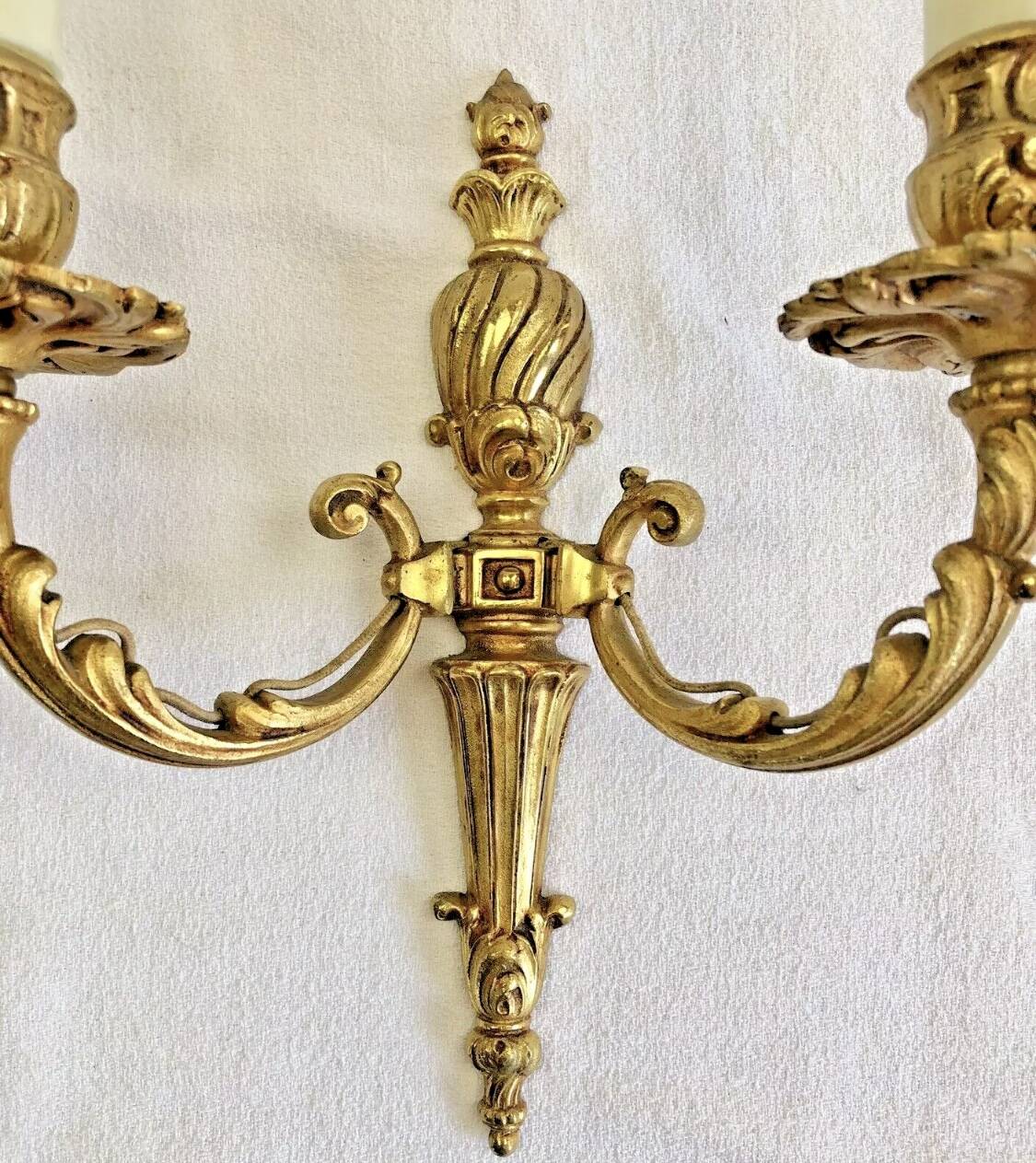 2 old Louis XVI style bronze wall lights