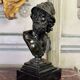 Bust of Ajax, bronze with black patina on a black Belgian marble base, 19th century.