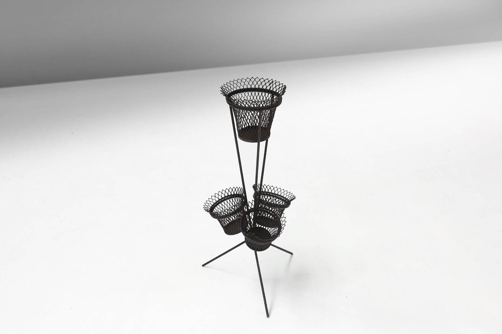 Mid-Century Metal Plant Rack by Mathieu Matégot, France, 1950s