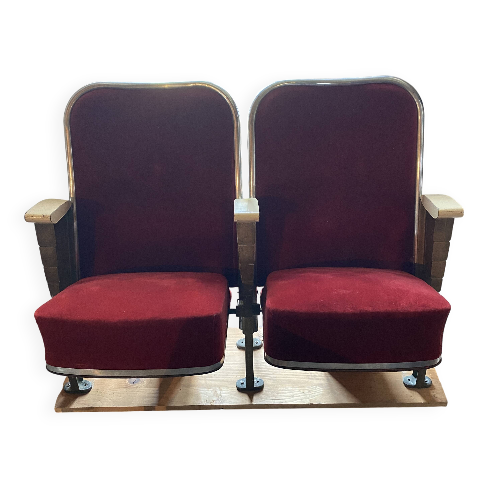 Burgundy velvet folding seat