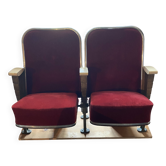 Burgundy velvet folding seat