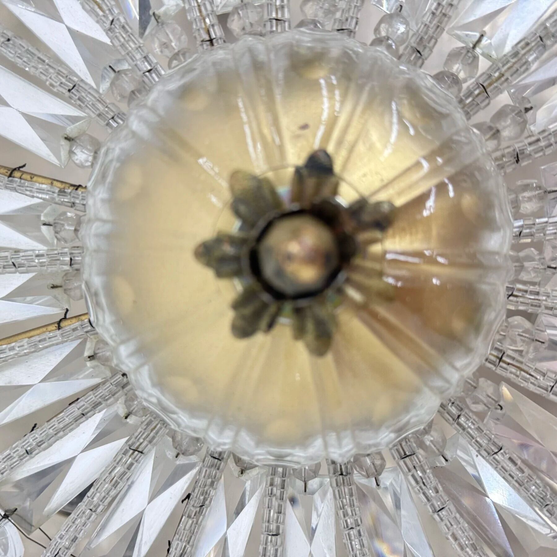 Large crystal Banci Italy ceiling lamp, 1960s
