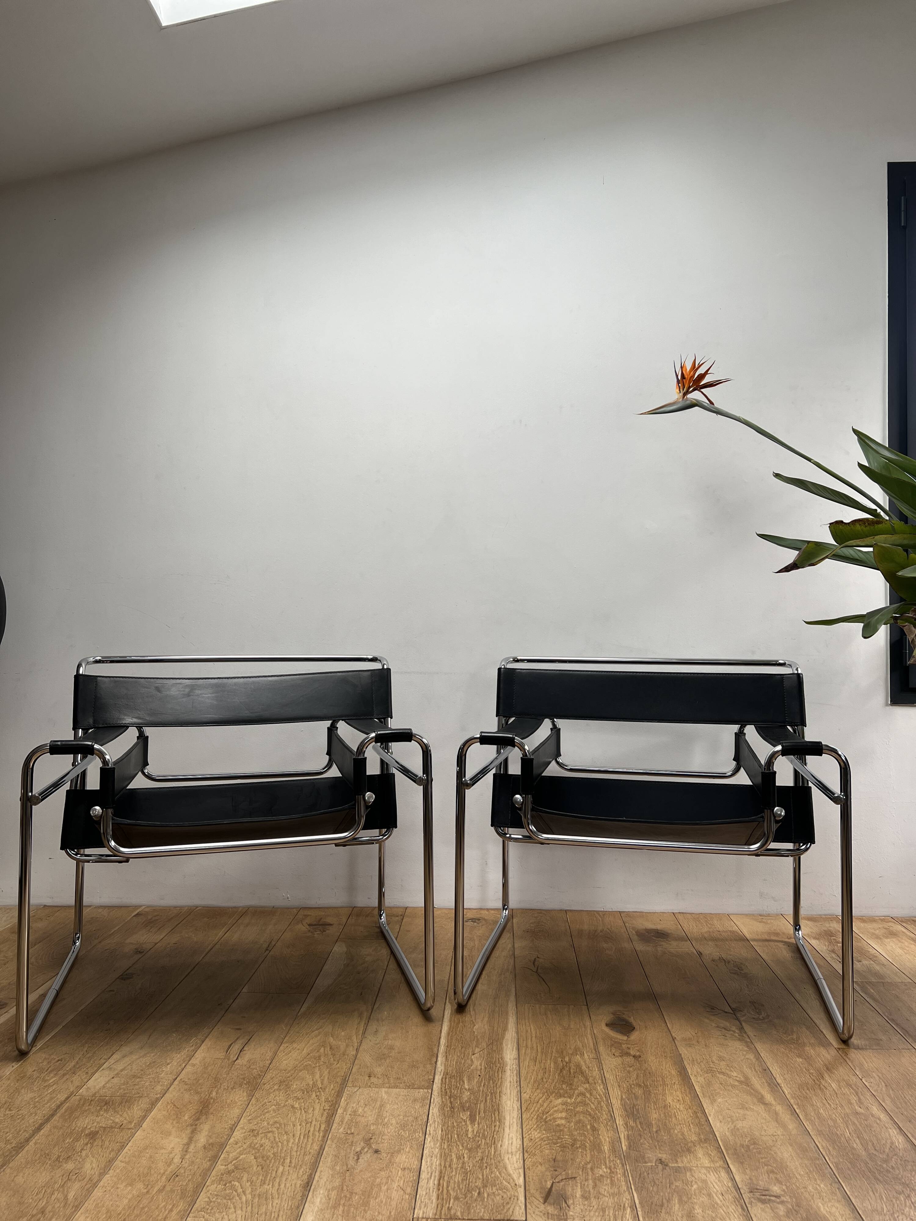 Paire de Fauteuils style Wassily MB50 Marcel Breuer