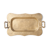 Vintage brass top, E.Roblin Villedieu Manche, handle tray, tableware, hammered top