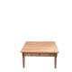 Antique square coffee table in raw solid oak - 1 drawer