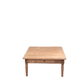 Table basse carrée ancienne en chêne massif brut - 1 tiroir