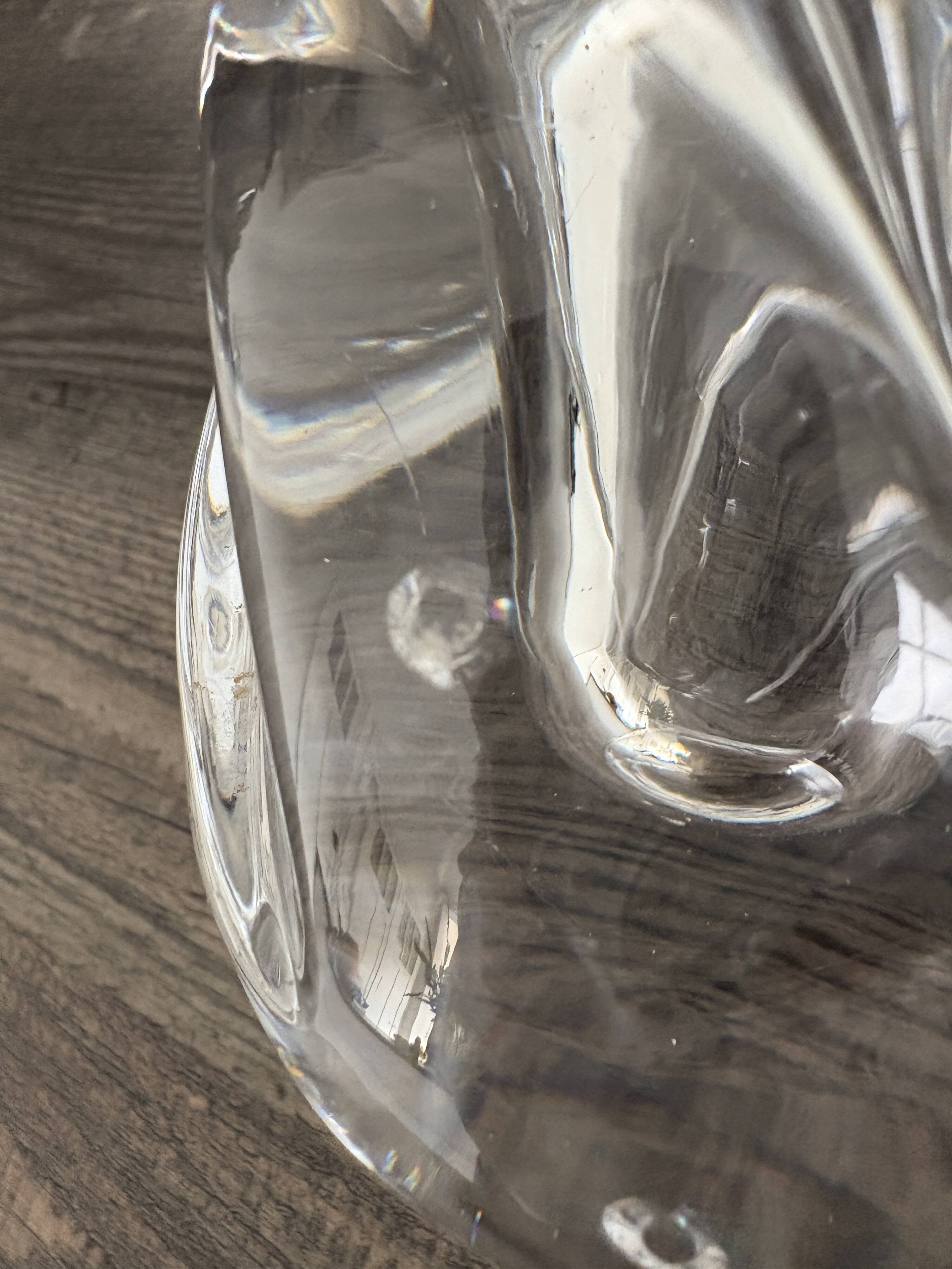 Pair of rose crystal candle holders by Daum France