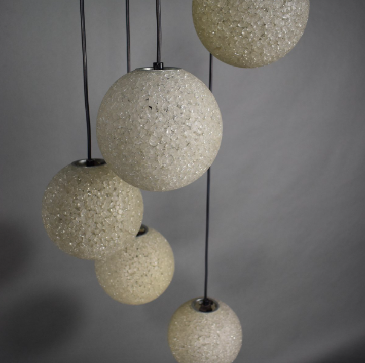 Vintage five-globe ceiling lamp 1960