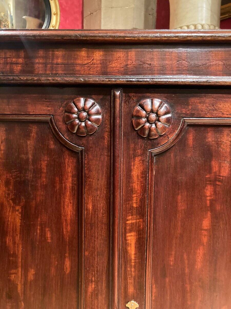 19th Century Italian Empire Mahogany Commode 2-Doors Cabinet