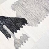 Moroccan Berber Kilim Ecru with black and gray patterns 248x150cm