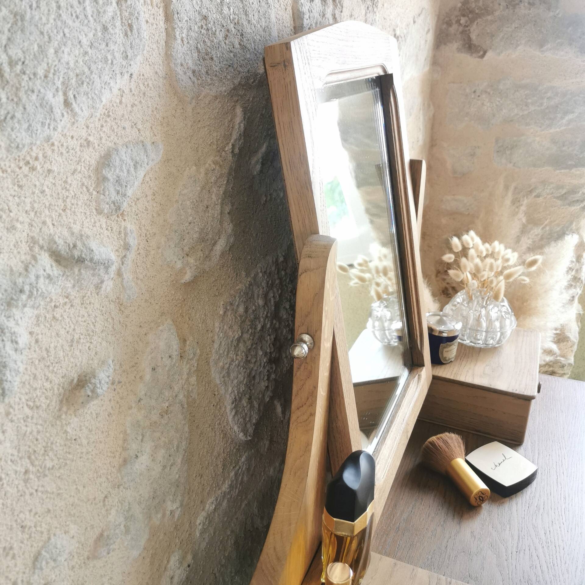 Coiffeuse Vintage en bois, entièrement restaurée