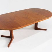 Vintage Danish round extendable dining table teak 1960s
