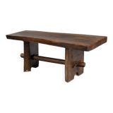 Brutalist solid wood coffee table from the 60s
