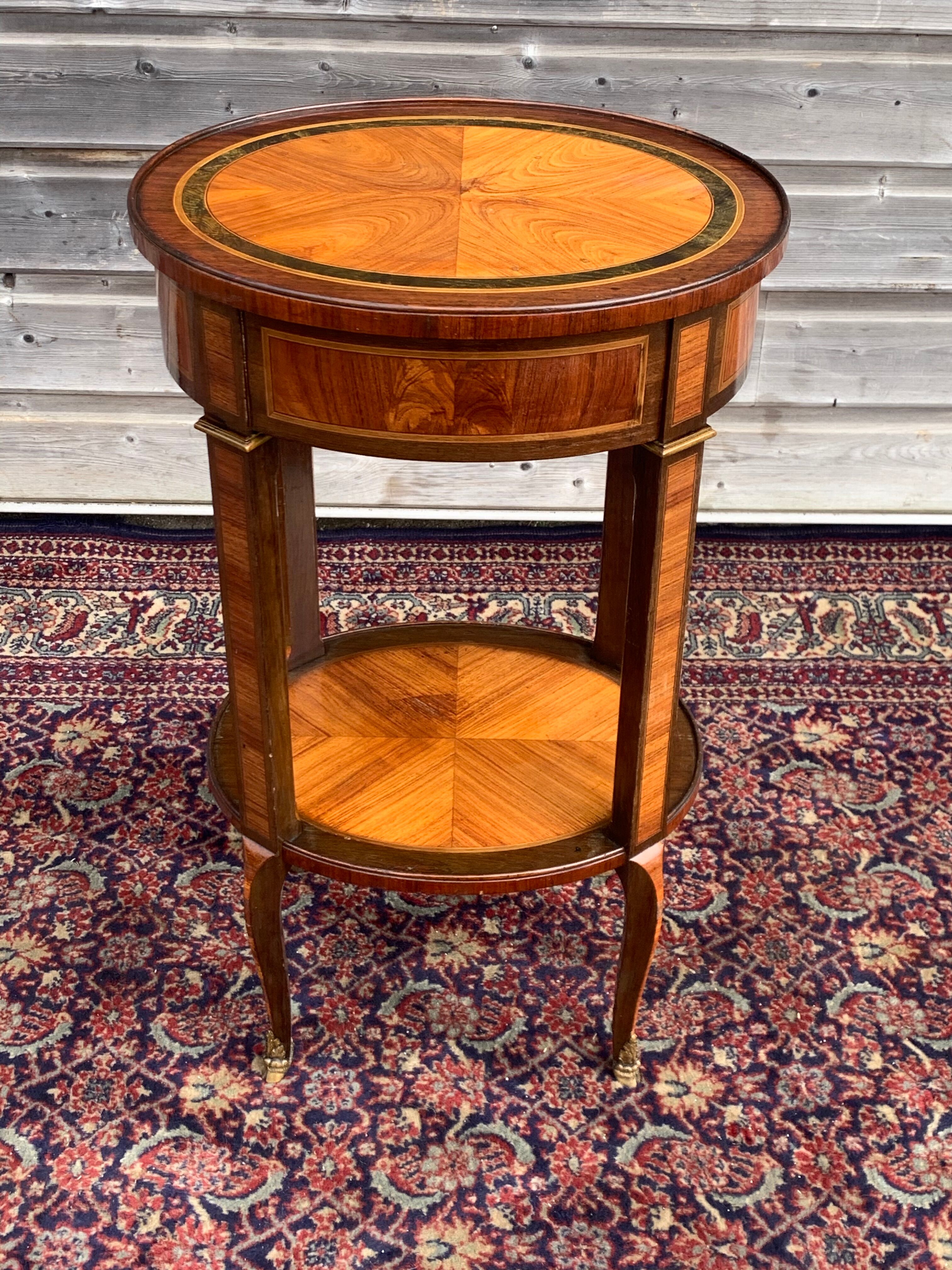 Salon Table In Marquetry Style Transition Period 19th