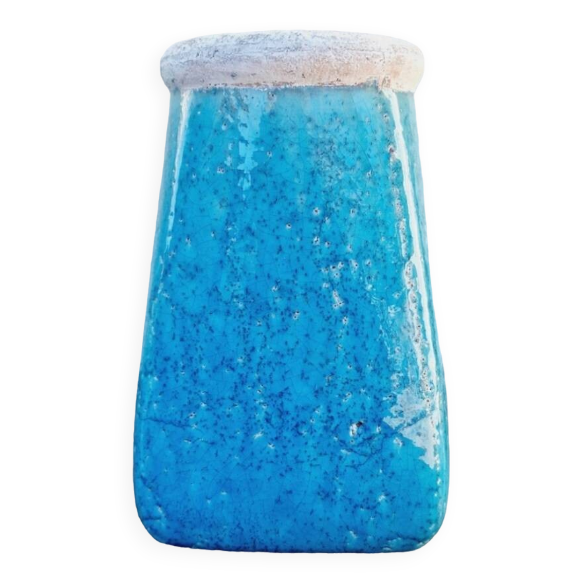 Turquoise cracked ceramic vase