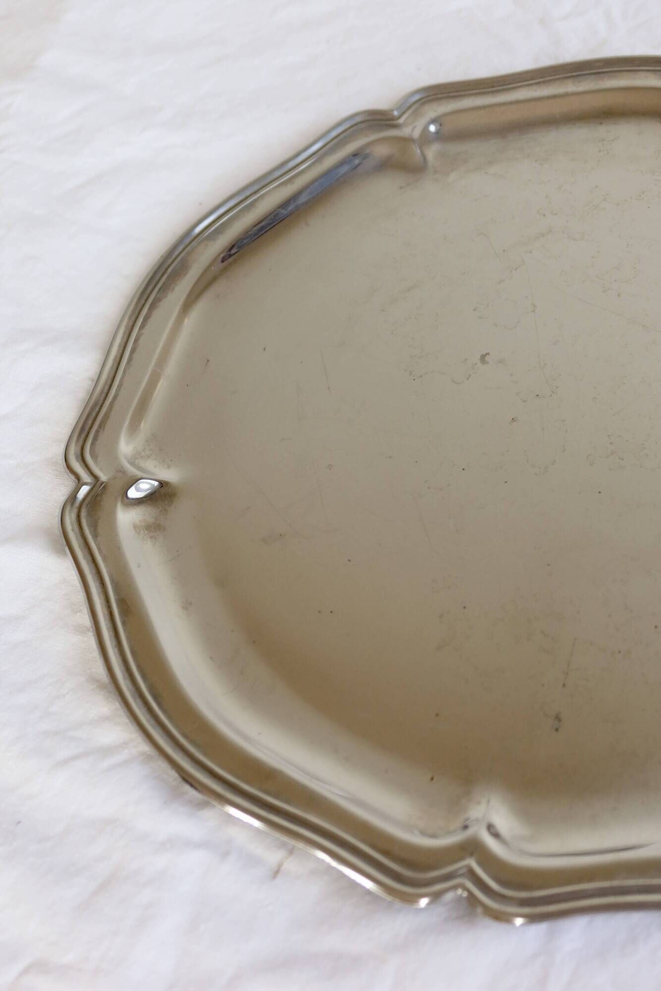 Vintage silver-plated serving tray - Bistro style