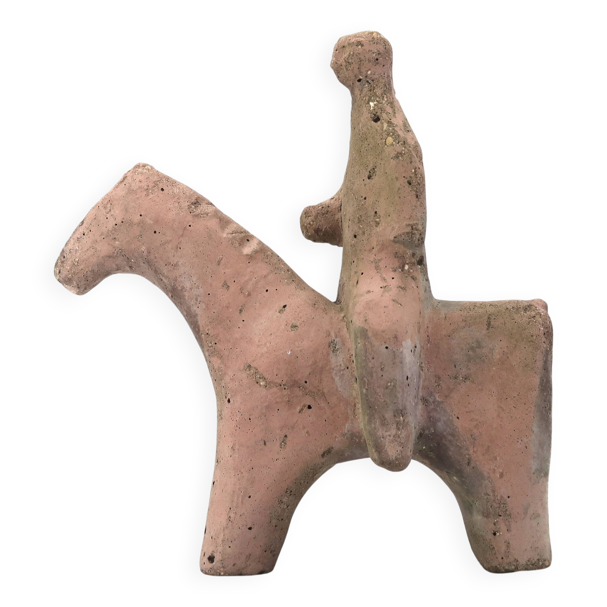Cavalier on horseback sculpture in reconstituted stone, 1960s Marini style.