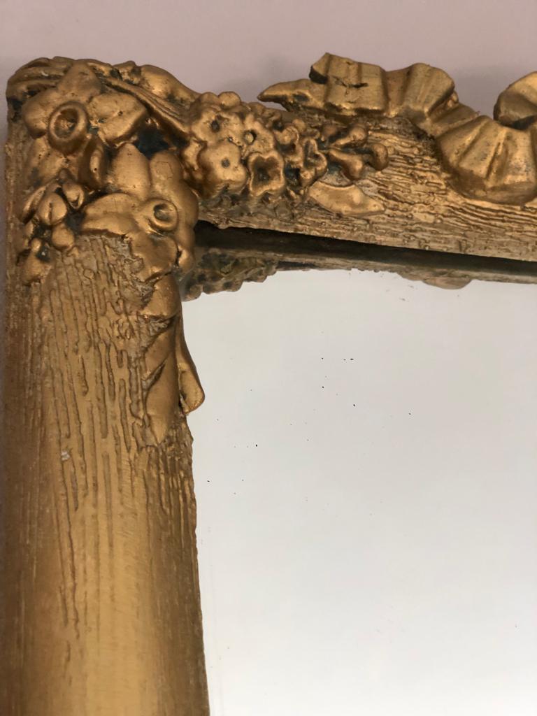 Large old mirror between two gilded pediment louis Philippe ice mercury