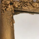 Large old mirror between two gilded pediment louis Philippe ice mercury