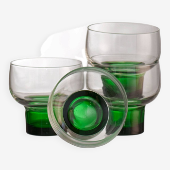 4 Verres vert à glace à fruit vintage an 70