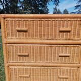Rattan bamboo chest of drawers 1970 vintage