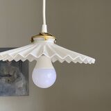 Vintage pleated white opaline glass lampshade.