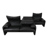 Ensemble de 2 canapés Cassina Maralunga 2,5 places - cuir noir