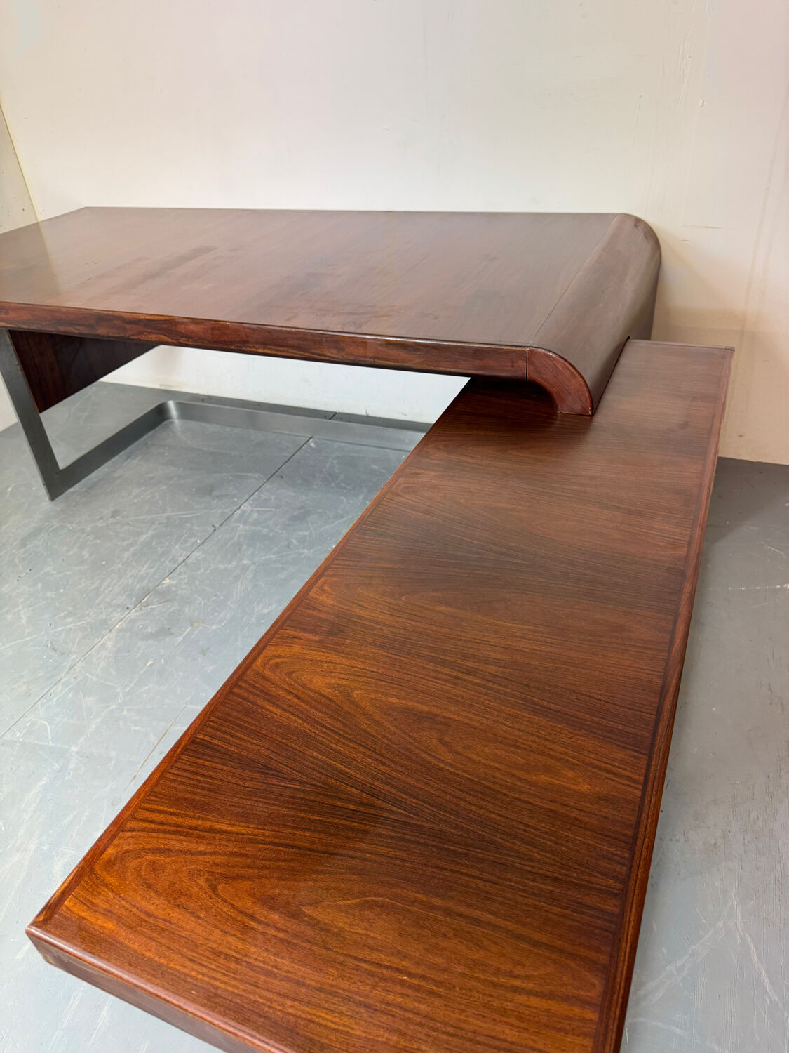 Vintage Danish design mid century wood steel Sibast executive desk