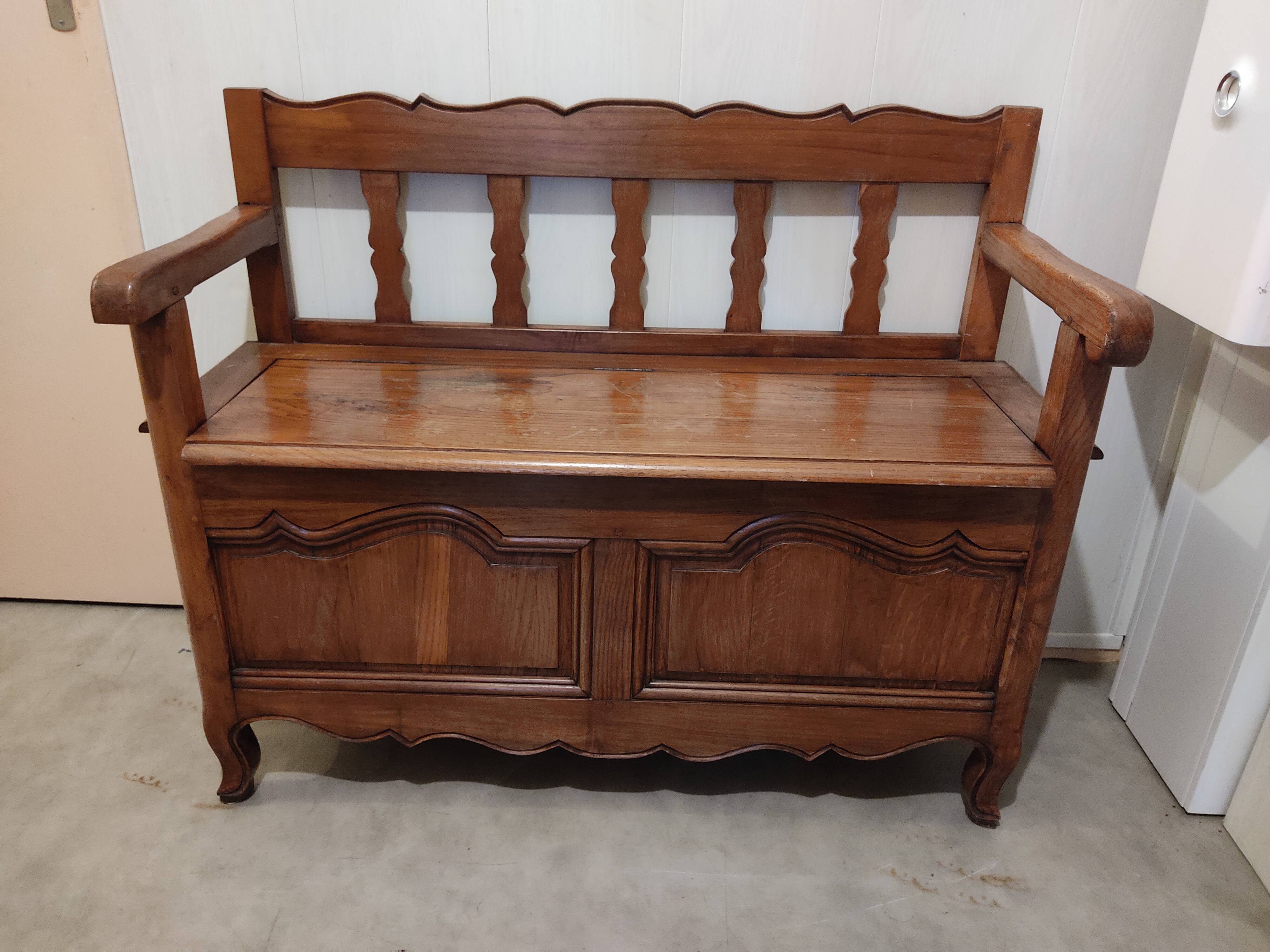 Vintage antique wood chest bench