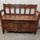 Vintage antique wood chest bench
