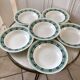 Set of 6 green hollow plates Digoin Sarreguemines 30s